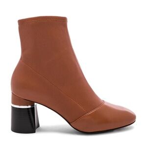 3.1 Phillip Lim DRUM-70MM Stretch Leather Ankle Boot Heel Cognac Zip 36.5 6.5